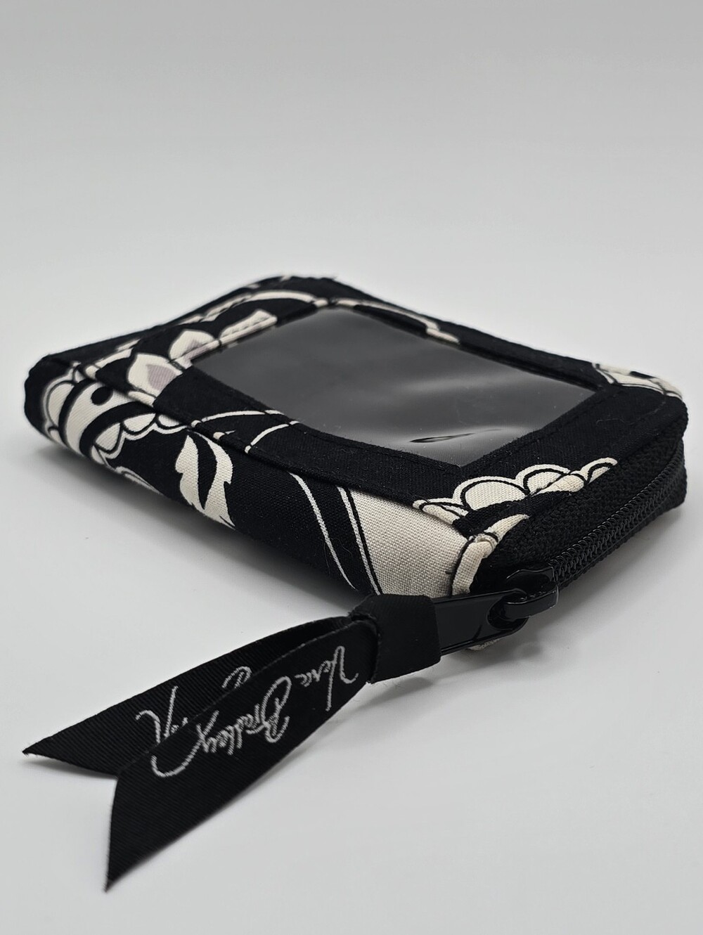 Vera Bradley Baroque Zip Around Accordion Card Case Wallet Clear ID Window